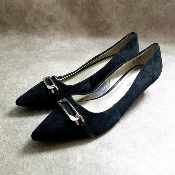 Bandolino Womens Yorinna  Size 9.5 Black Slip On Pointed Toe Low Wedge Heels - Picture 3 of 10